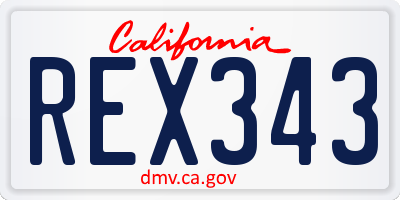 CA license plate REX343