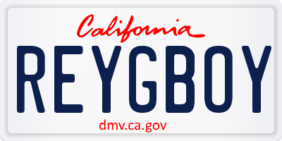 CA license plate REYGBOY