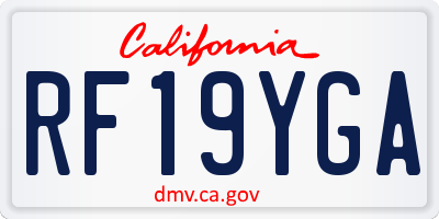 CA license plate RF19YGA