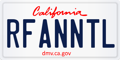 CA license plate RFANNTL