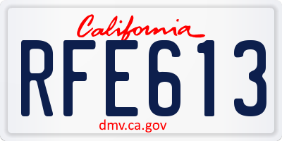 CA license plate RFE613