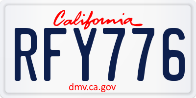 CA license plate RFY776