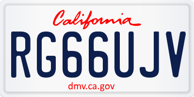 CA license plate RG66UJV