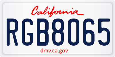 CA license plate RGB8065