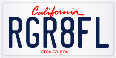 CA license plate RGR8FL