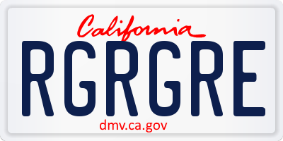 CA license plate RGRGRE