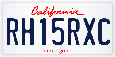 CA license plate RH15RXC