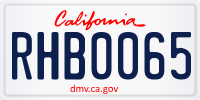 CA license plate RHB0065