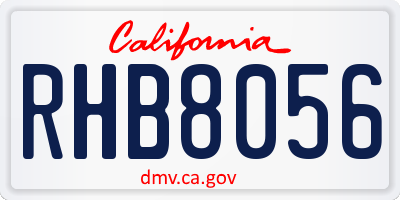 CA license plate RHB8056