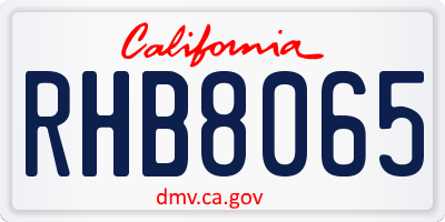 CA license plate RHB8065