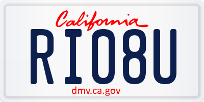 CA license plate RI08U