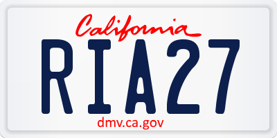 CA license plate RIA27