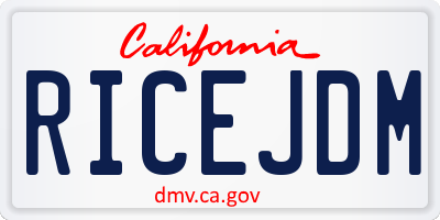 CA license plate RICEJDM