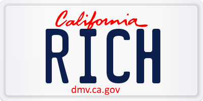 CA license plate RICH