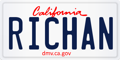 CA license plate RICHAN