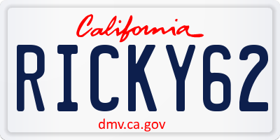 CA license plate RICKY62