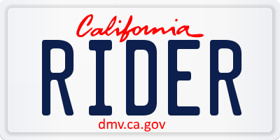 CA license plate RIDER