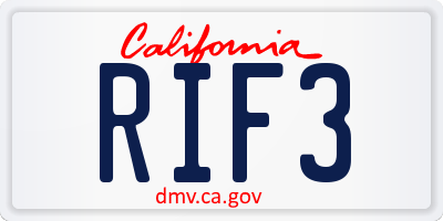 CA license plate RIF3