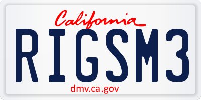 CA license plate RIGSM3