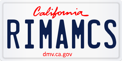 CA license plate RIMAMCS