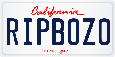 CA license plate RIPB0Z0