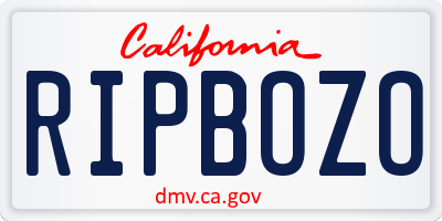 CA license plate RIPBOZO