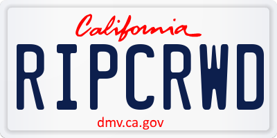 CA license plate RIPCRWD