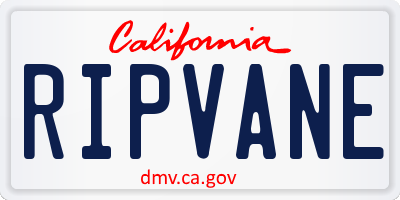 CA license plate RIPVANE