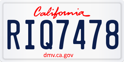 CA license plate RIQ7478