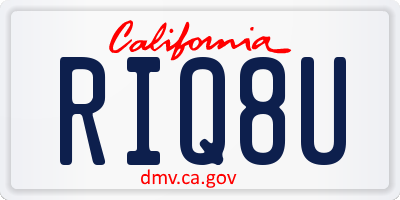 CA license plate RIQ8U