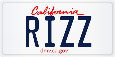 CA license plate RIZZ