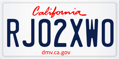 CA license plate RJ02XWO