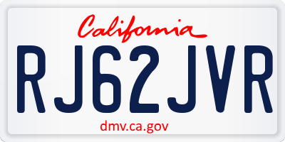 CA license plate RJ62JVR