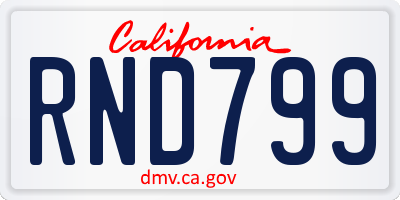CA license plate RND799