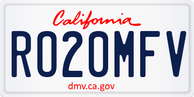 CA license plate RO20MFV