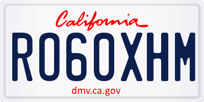CA license plate RO60XHM