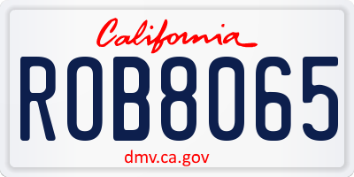 CA license plate ROB8065