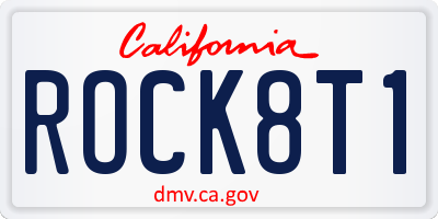 CA license plate ROCK8T1