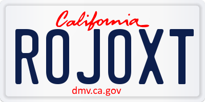 CA license plate ROJOXT