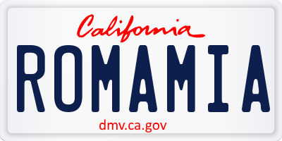 CA license plate ROMAMIA