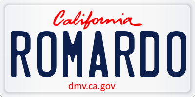 CA license plate ROMARDO