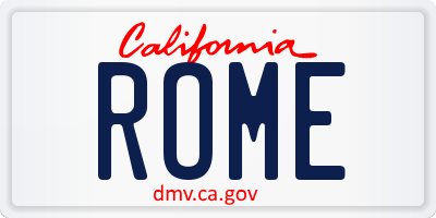 CA license plate ROME