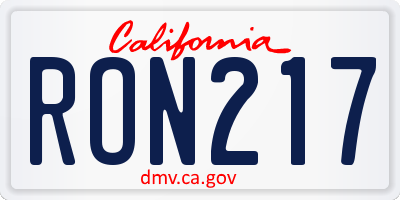 CA license plate RON217