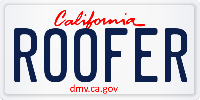 CA license plate ROOFER