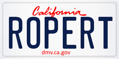 CA license plate ROPERT