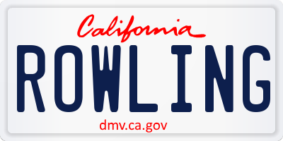 CA license plate ROWLING