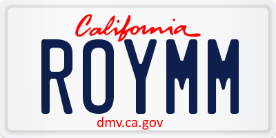 CA license plate ROYMM