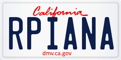 CA license plate RPIANA