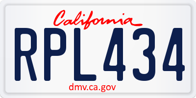 CA license plate RPL434