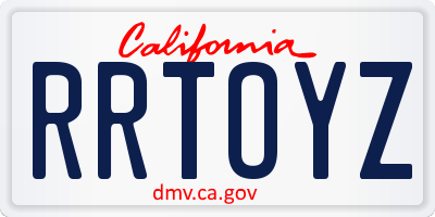 CA license plate RRTOYZ
